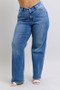 Judy Blue Full Size High Waist V-Front Vintage Wash Straight Jeans Plus Size