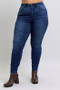 Judy Blue Full Size Mid Rise Skinny Jeans with Raw Hem Plus Size