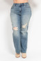 Judy Blue Full Size High Waist Distressed Dad Jean Plus Size