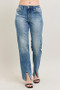 Judy Blue Full Size High Waist Vintage Wash Front Seam & Slit Straight Plus Size