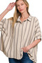 Zenana Woven Yarn-Dye Stripe Oversized Button Down Shirt