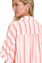 Zenana Woven Yarn-Dye Stripe Oversized Button Down Shirt