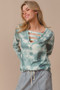 BiBi Variegated Tie Dye Rib V-Neck Top with Strapped