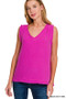 Zenana Double Gauze Raw Edge V-Neck Tank