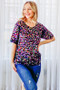 And The Why Leopard Foil Printed Half Sleeve Summer Sweater