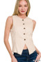 Zenana Linen Button Down Vest