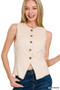 Zenana Linen Button Down Vest