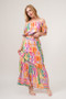 And The Why Asymmetric Geo Printed Tiered Maxi Skirt