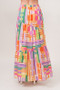 And The Why Asymmetric Geo Printed Tiered Maxi Skirt