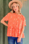 And The Why Pom Pom Polka Dots Short Sleeve Top