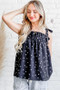 And The Why Daisy Polka Dot Print Ruffle Tank Top