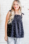 And The Why Daisy Polka Dot Print Ruffle Tank Top