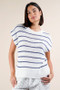 VERY J Striped Knit Sweater Vest Top