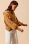 SO ME Mineral Washed Loose Fit Textured Cable Sweater