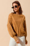 SO ME Mineral Washed Loose Fit Textured Cable Sweater