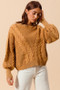 SO ME Mineral Washed Loose Fit Textured Cable Sweater
