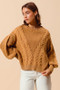 SO ME Mineral Washed Loose Fit Textured Cable Sweater