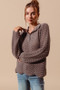 SO ME Notched Collar Wavy Texture Sweater Top