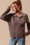 SO ME Notched Collar Wavy Texture Sweater Top