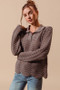 SO ME Notched Collar Wavy Texture Sweater Top
