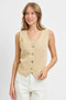 RISEN Full Size V Neck Button Down Vest Plus Size
