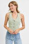 RISEN Full Size V Neck Button Down Vest Plus Size