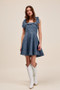 SO ME A Line Fit and Flare Diamond Bow Ribbon Denim Dres