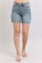 Judy Blue Full Size High Waist Vintage Wash Side Slit Denim Shorts Plus Size