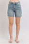 Judy Blue Full Size High Waist Vintage Wash Side Slit Denim Shorts Plus Size
