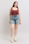 Judy Blue Full Size High Waist Vintage Wash Side Slit Denim Shorts Plus Size