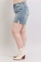 Judy Blue Full Size High Waist Vintage Wash Side Slit Denim Shorts Plus Size