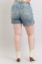 Judy Blue Full Size High Waist Vintage Wash Side Slit Denim Shorts Plus Size