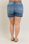 Judy Blue Plus Size Mr Tummy Control Vintage Wash Release Hem Shorts