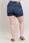Judy Blue Plus Size HW Tummy Control Destroy Release Hem Denim Shorts