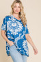 BOMBOM Printed Relaxed V-Neck Tunic Top