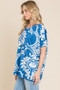 BOMBOM Printed Relaxed V-Neck Tunic Top