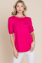 BOMBOM Round Neck Puff Sleeve T-Shirt