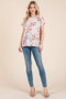 BOMBOM Floral Round Neck RIbbed T-Shirt