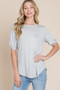 BOMBOM Round Neck Puff Sleeve T-Shirt