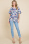 BOMBOM Floral Round Neck Short Sleeve T-Shirt