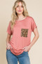 BOMBOM Leopard Chest Pocket Tee