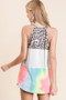 BiBi Leopard and Tie Dye Block Halter Neck Top