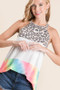 BiBi Leopard and Tie Dye Block Halter Neck Top