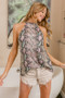 BiBi Snakeskin Print Low Gauge Knit Halter Neck Top