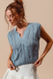 SO ME Notched Neck Cable Knit Sweater Vest