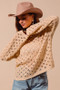 SO ME Geometric Pattern Open Knit Lightweight Sweater