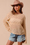 SO ME Geometric Pattern Open Knit Lightweight Sweater