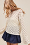 SO ME Geometric Pattern Open Knit Lightweight Sweater