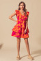 SO ME Floral V Neck Layered Dress with Elasticized Waist