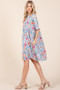 BOMBOM Floral Shirred Dress with Pockets